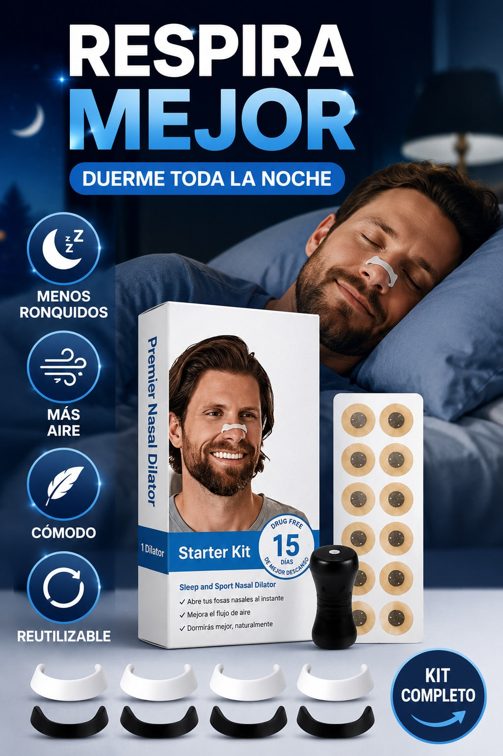 Banda nasal magnética con 30 adhesivos