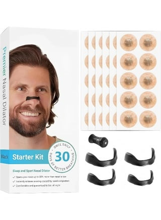 👃 Banda Nasal Magnética Reutilizable + 30 Adhesivos