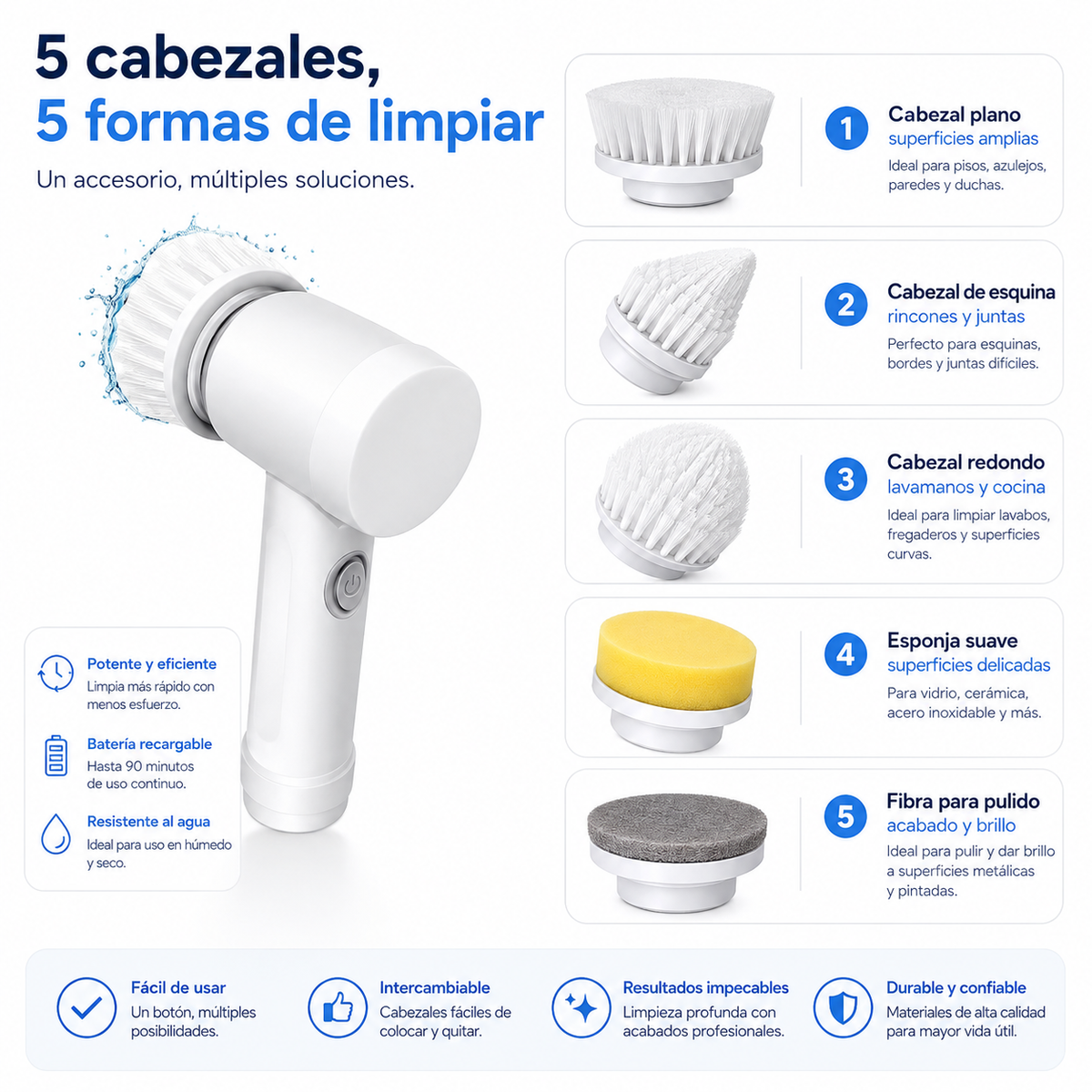 ✨ Cepillo Eléctrico de Limpieza 5 en 1